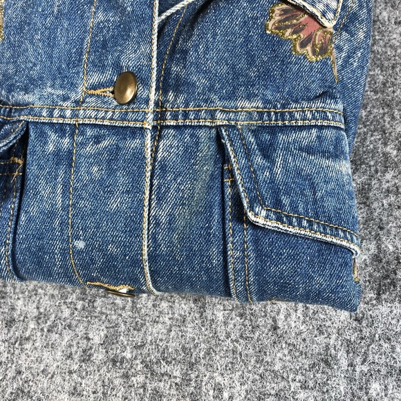 Vintage NYG New York Girl Womens Large Blue Denim Floral Embroidered Jacket - Picture 14 of 15